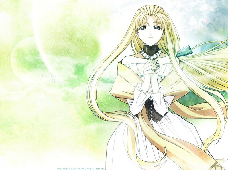 Blonde Anime Girl — Green, Serene, Long Hair