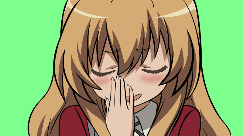 Blonde Anime Girl — Green, Shy
