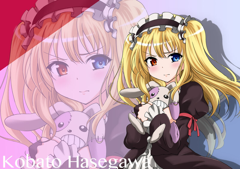 Blonde Anime Girl Holding Doll