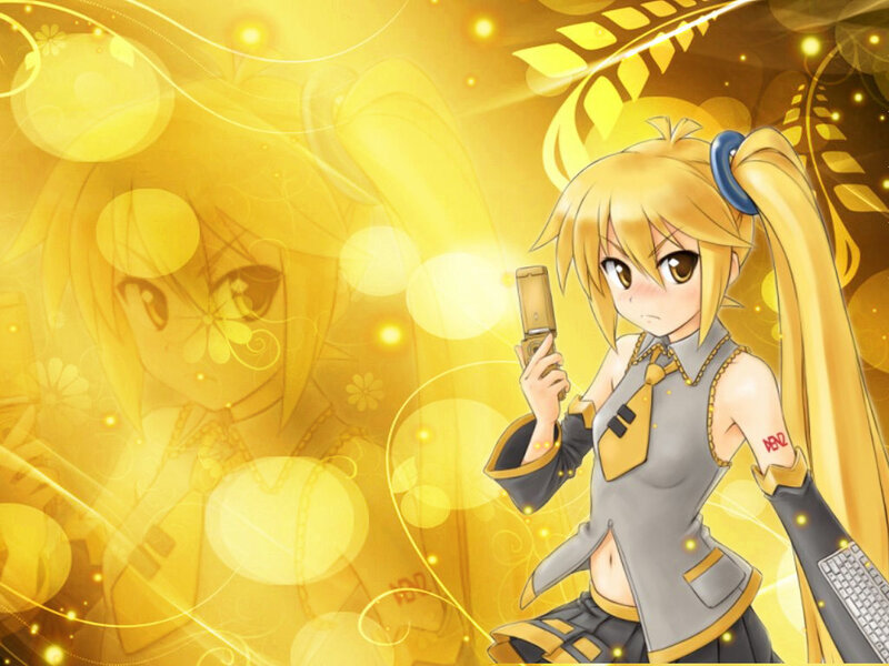 Blonde Anime Girl Holding Phone