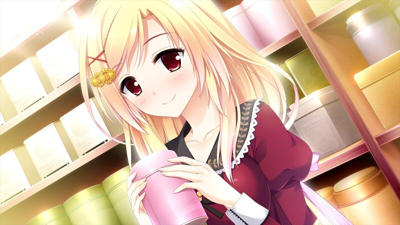 Blonde Anime Girl Holding Tea