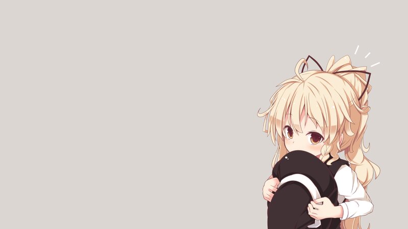Blonde Anime Girl Hugging — Beige
