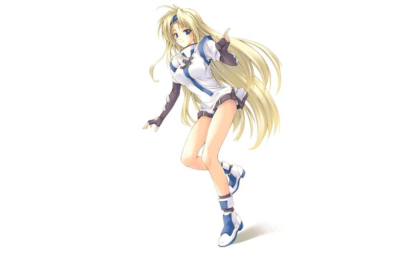 blonde anime girl in action pose