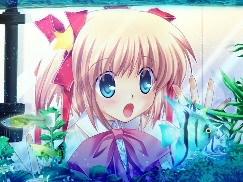Blonde Anime Girl in Aquarium