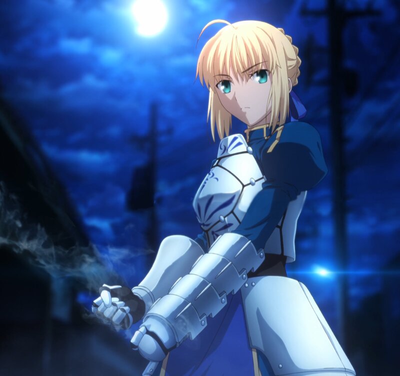 Blonde Anime Girl in Armor — Blue