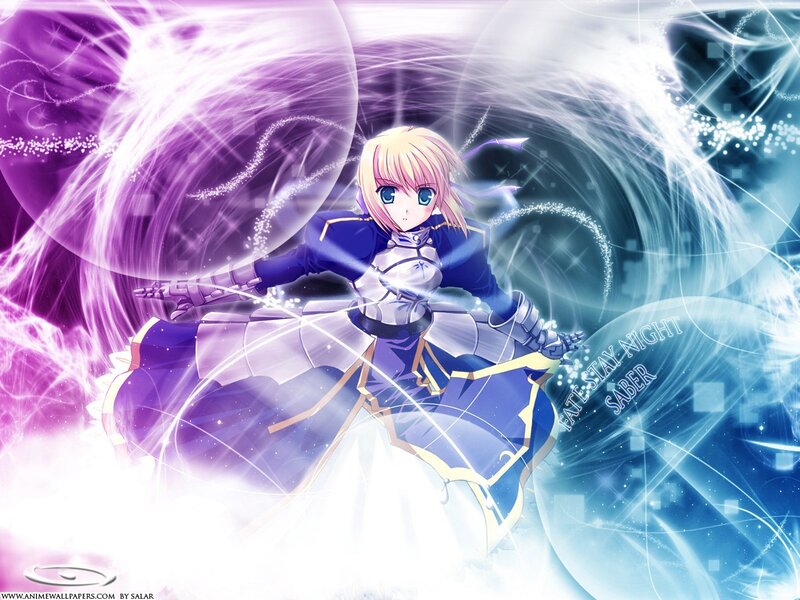 Blonde Anime Girl in Armor — Purple