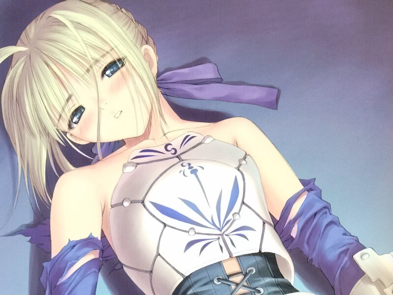 blonde anime girl in armor