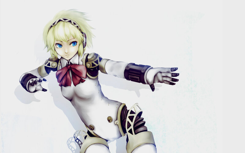 Blonde Anime Girl in Armor — White
