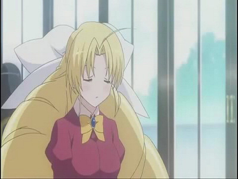 blonde anime girl in bed