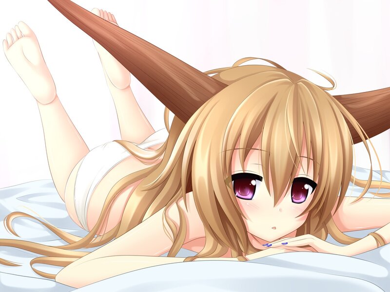 blonde anime girl in bed