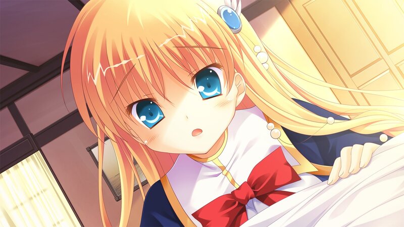 blonde anime girl in bed