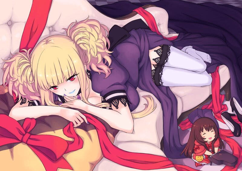 Blonde Anime Girl in Bed — Purple