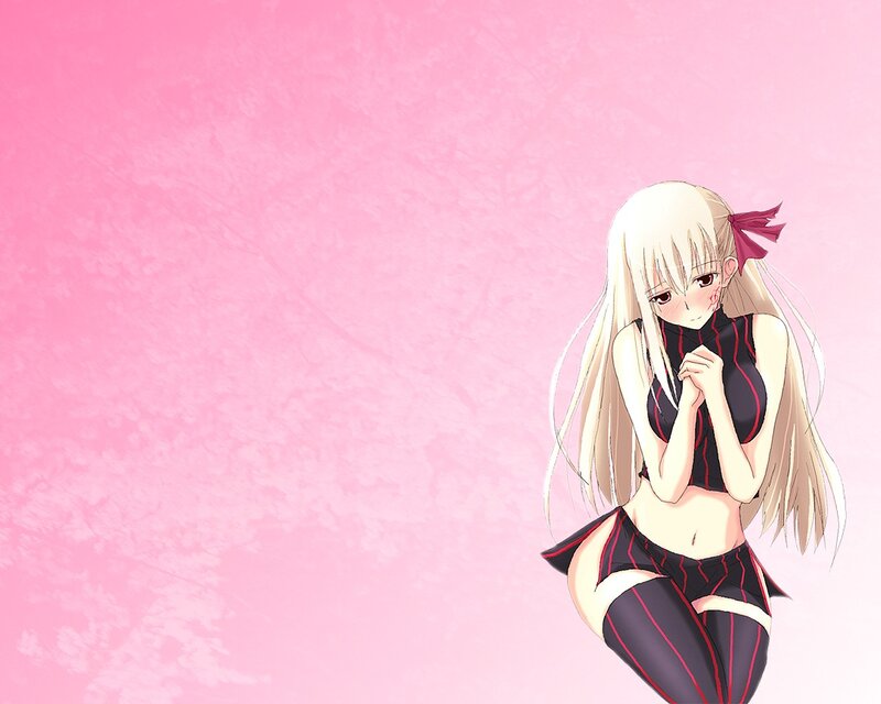blonde anime girl in black outfit
