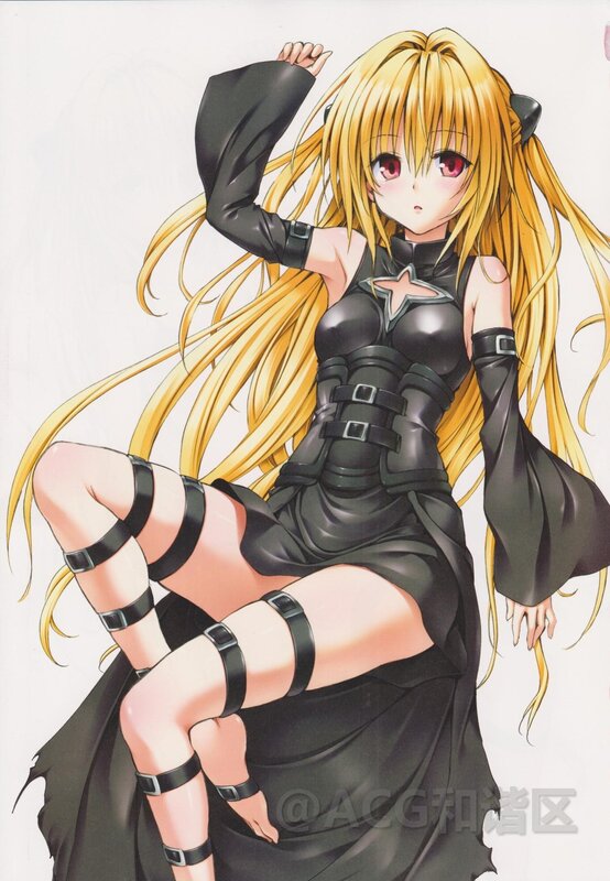 blonde anime girl in black outfit