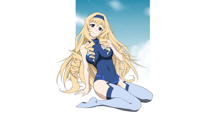 blonde anime girl in blue suit