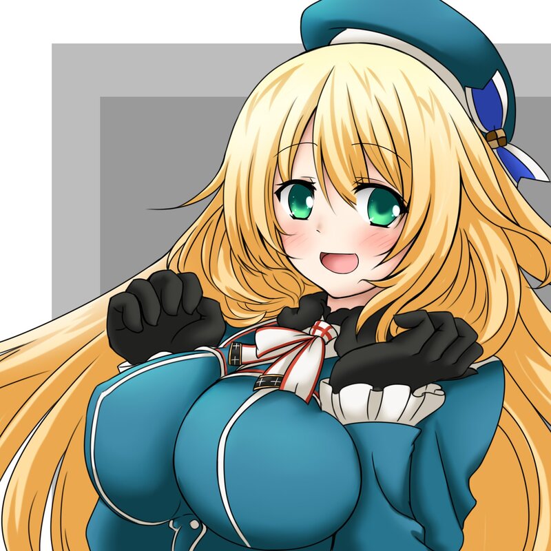 blonde anime girl in blue uniform