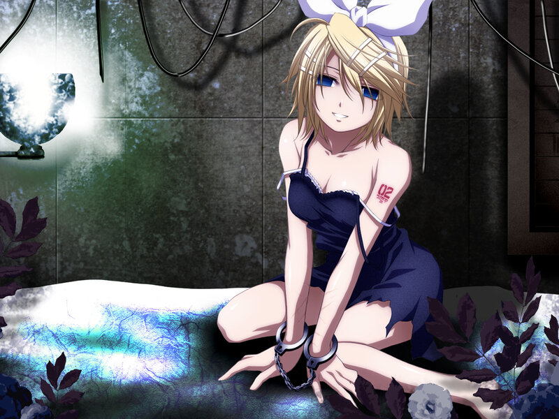 Blonde Anime Girl in Chains — Blue