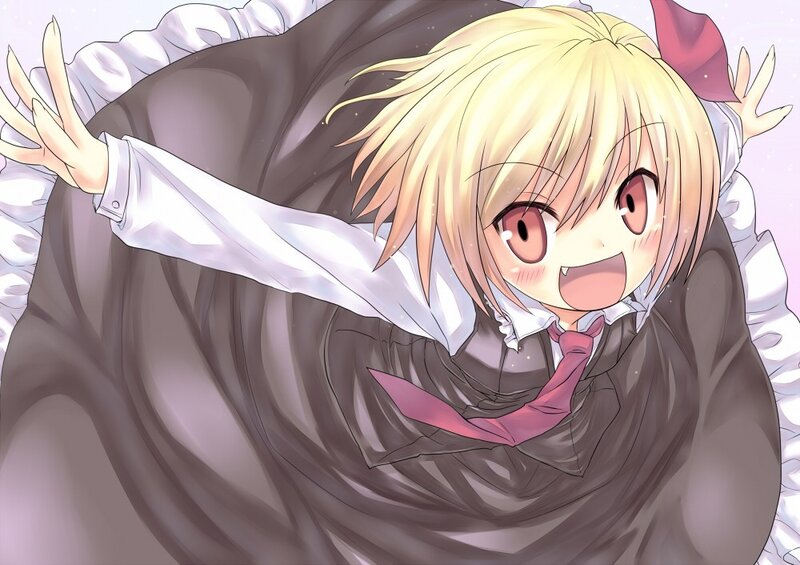 blonde anime girl in cloak