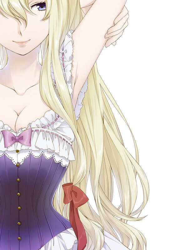 blonde anime girl in corset