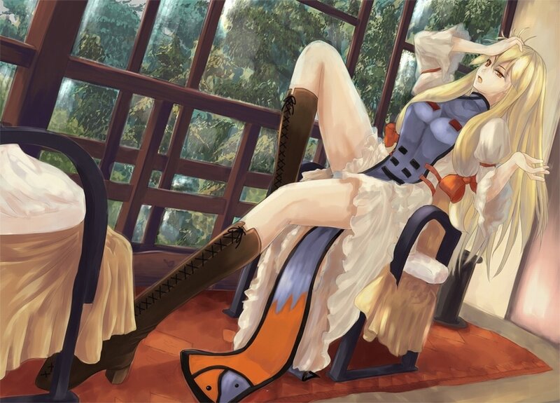 blonde anime girl in dress