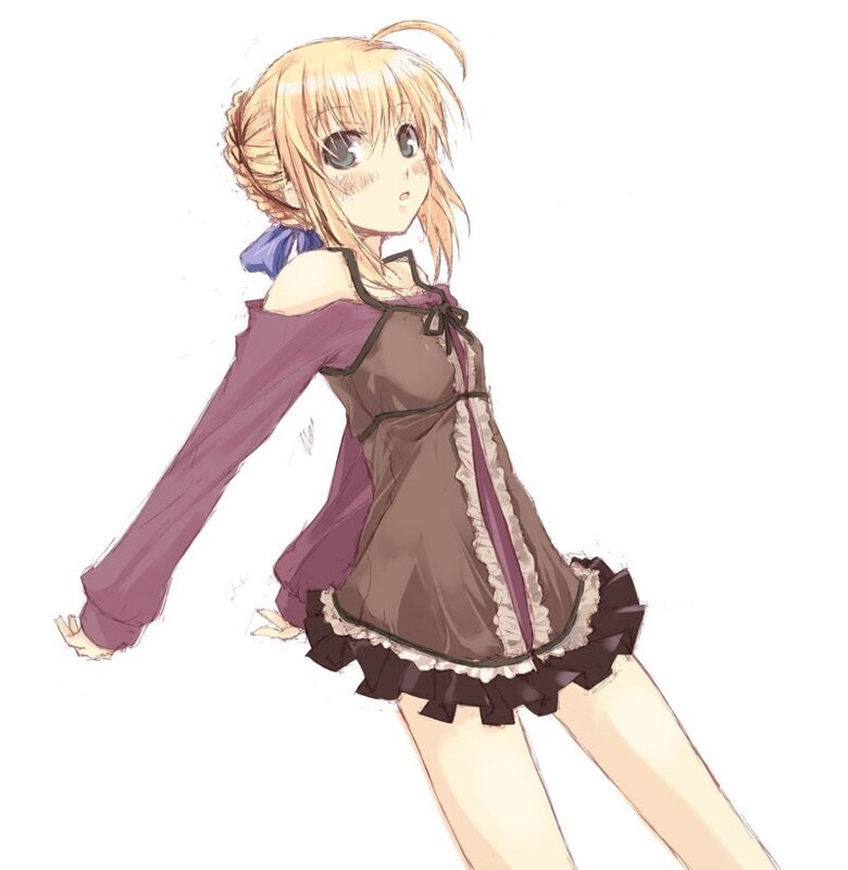 blonde anime girl in dress