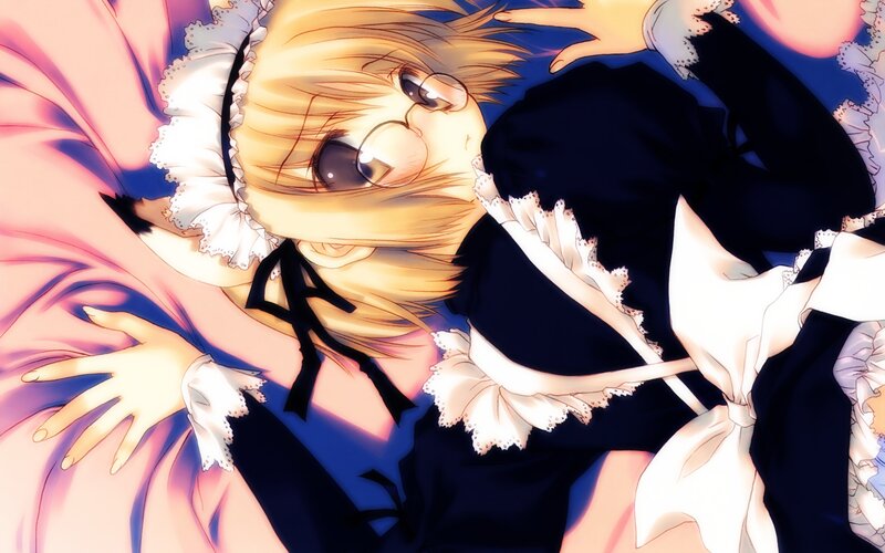 Blonde Anime Girl in Dress — Black