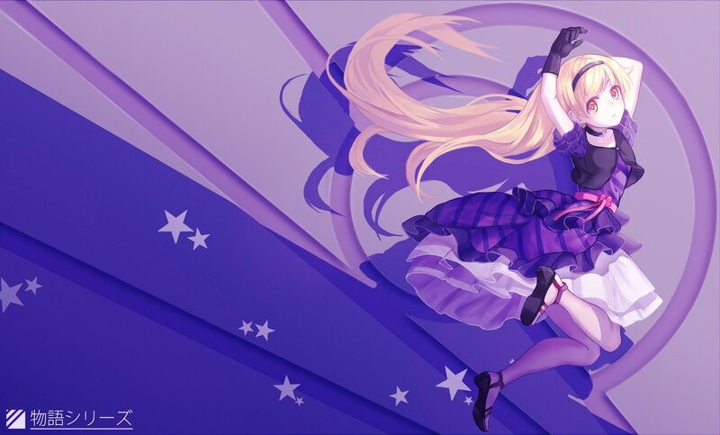 Blonde Anime Girl in Dress — Purple, Dynamic