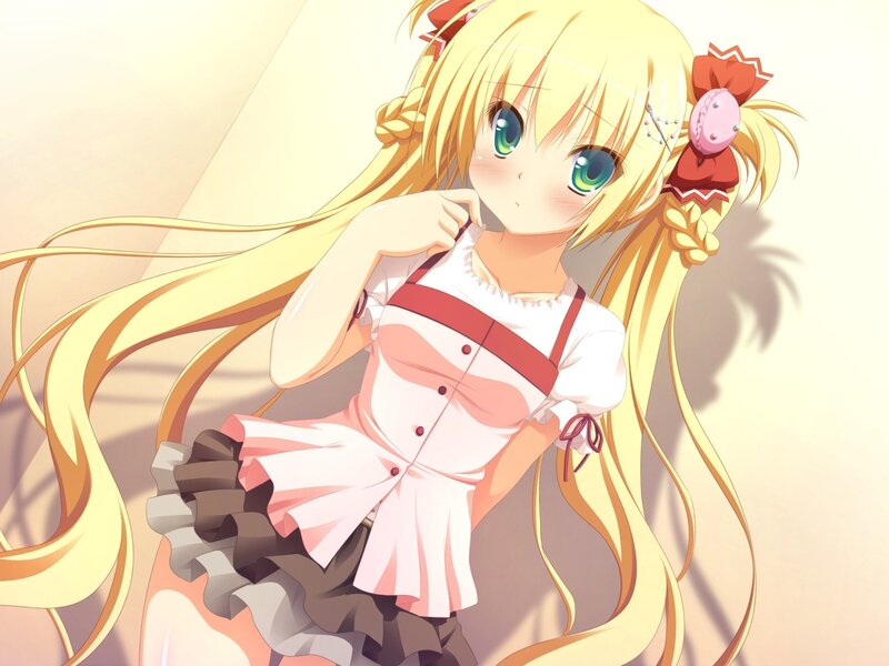 blonde anime girl in dress
