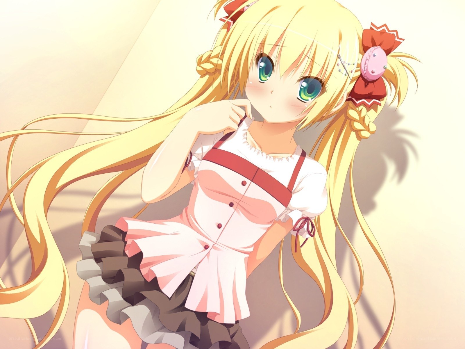 blonde anime girl in dress