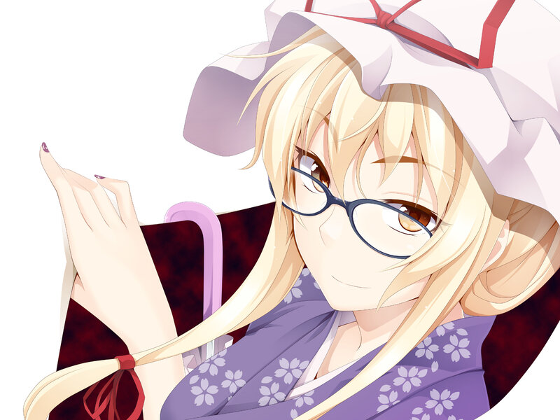 blonde anime girl in kimono