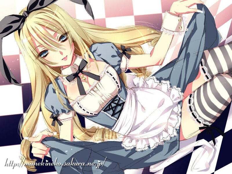 blonde anime girl in maid outfit