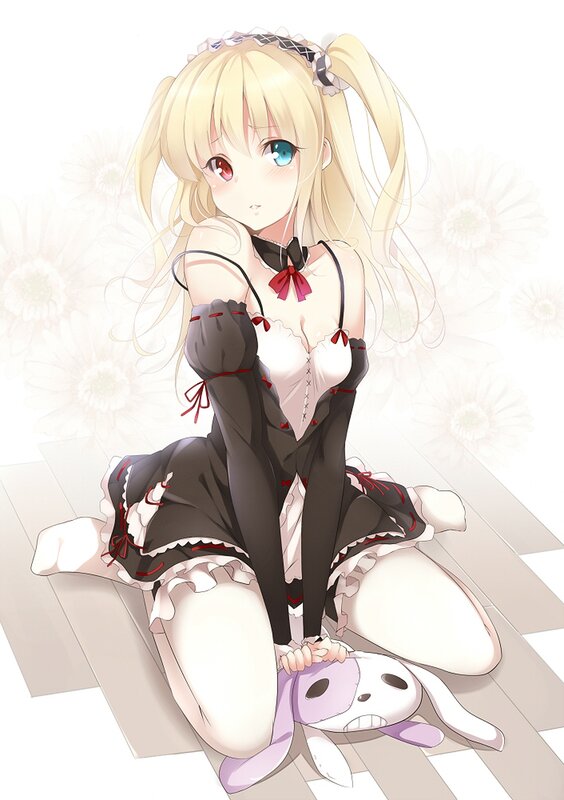 blonde anime girl in maid outfit
