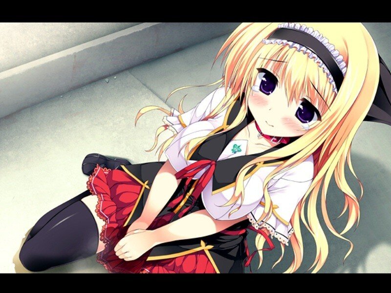 blonde anime girl in maid outfit