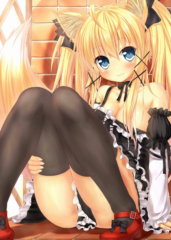 blonde anime girl in maid outfit