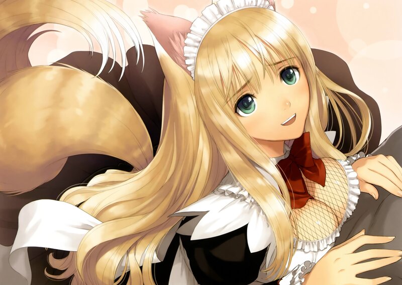 blonde anime girl in maid outfit