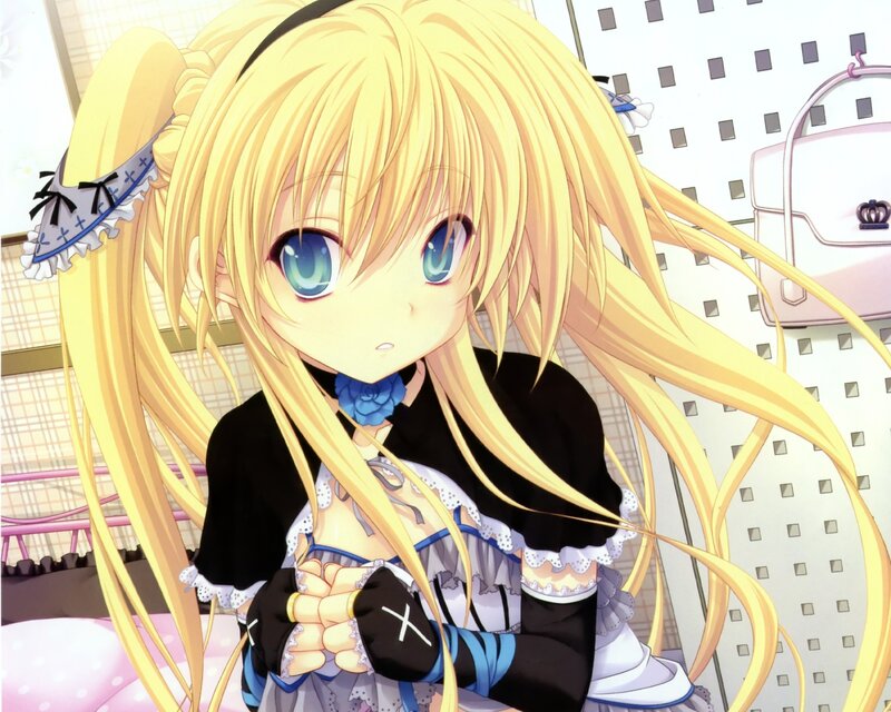 blonde anime girl in maid outfit