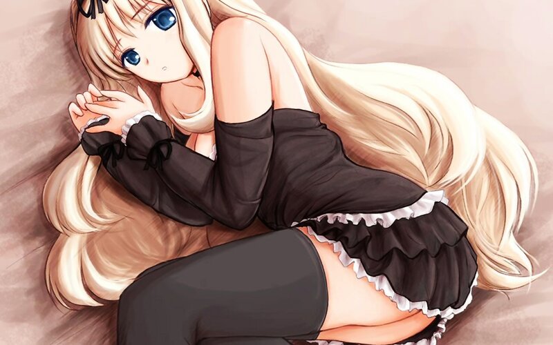 blonde anime girl in maid outfit