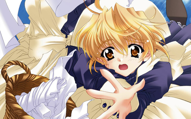 blonde anime girl in maid outfit