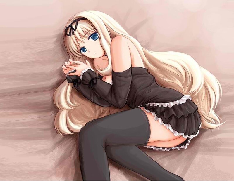 blonde anime girl in maid outfit