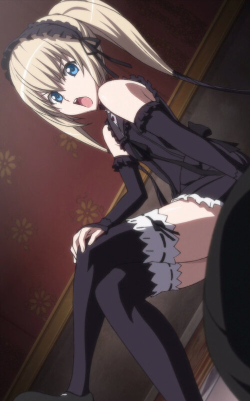 Blonde Anime Girl in Maid Outfit — Black