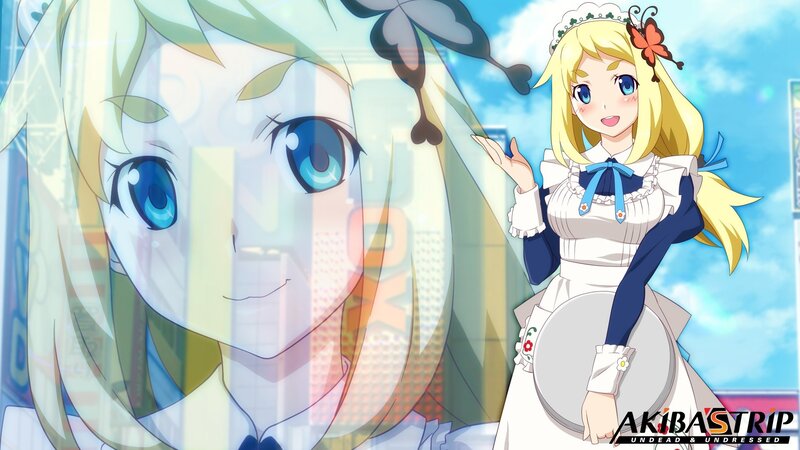 Blonde Anime Girl in Maid Outfit — Blue