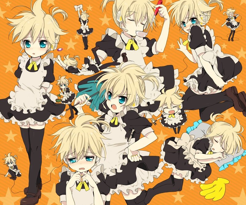 Blonde Anime Girl in Maid Outfit — Orange