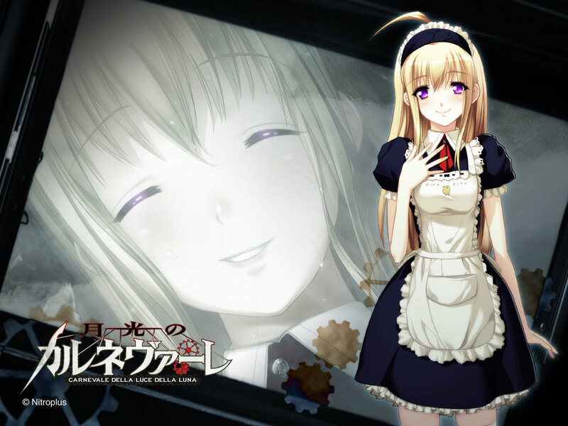 Blonde Anime Girl in Maid Outfit — White