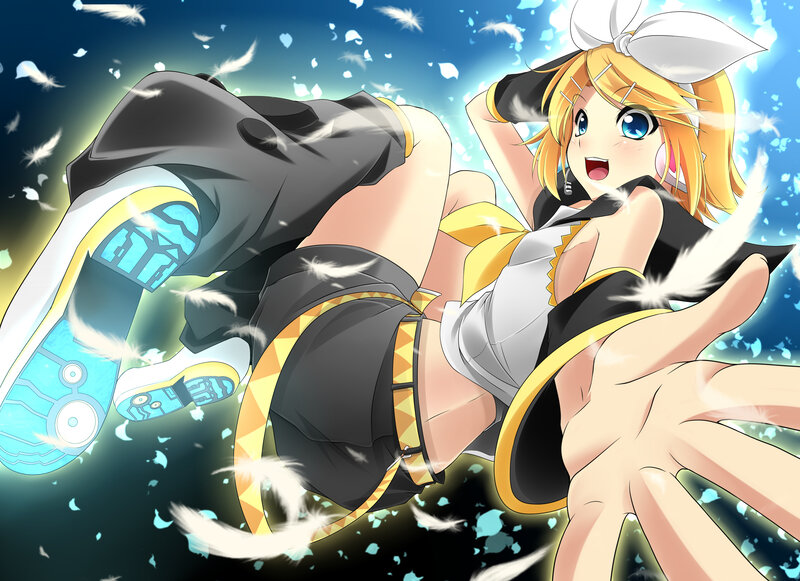 Blonde Anime Girl in Motion — Blue