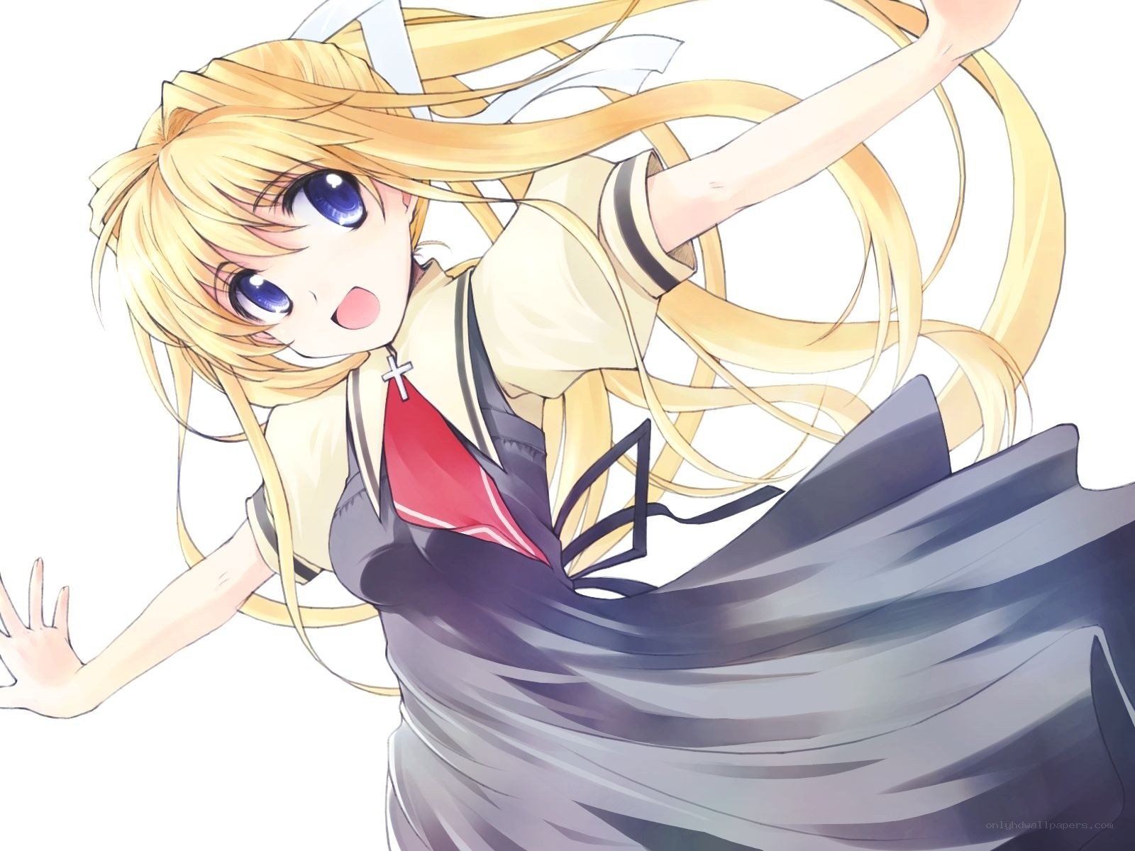 blonde anime girl in motion