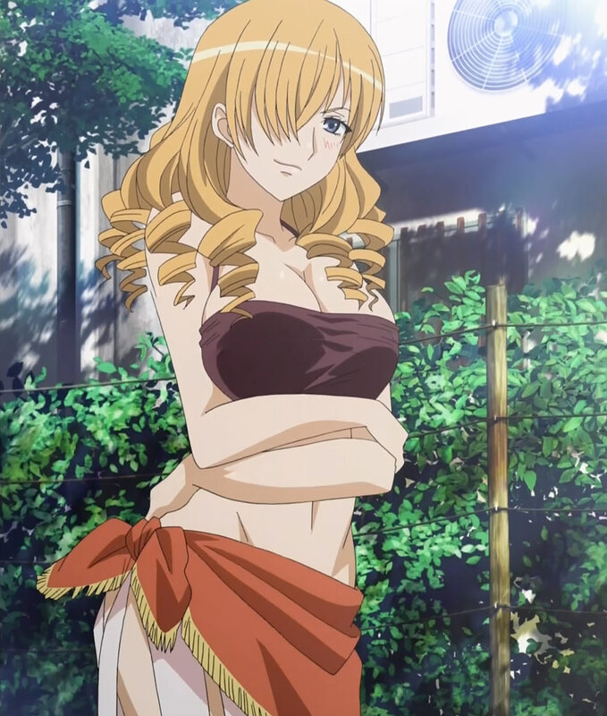 blonde anime girl in outdoor setting