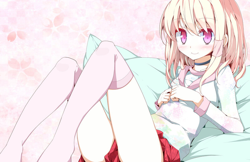 blonde anime girl in pajamas