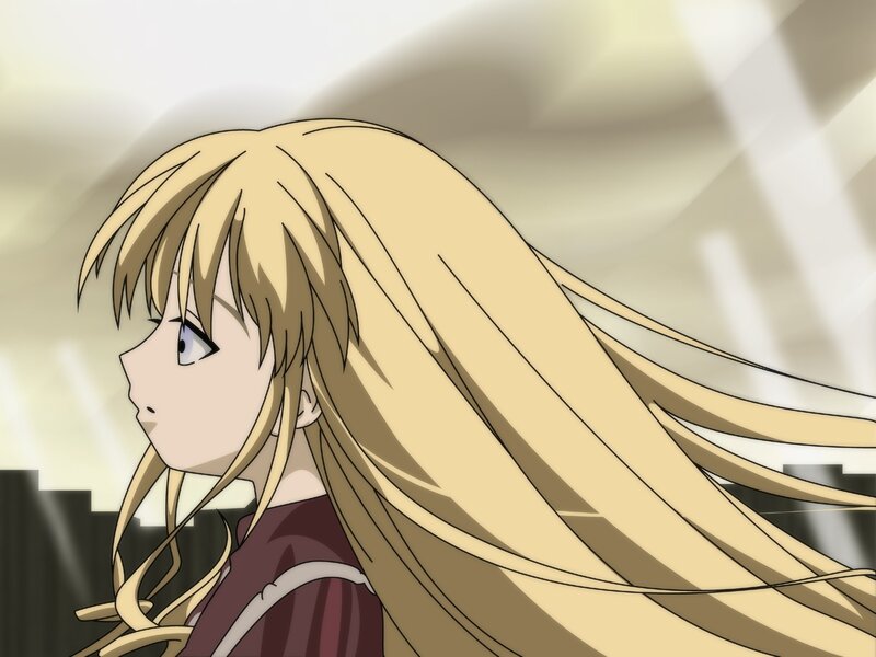 blonde anime girl in profile