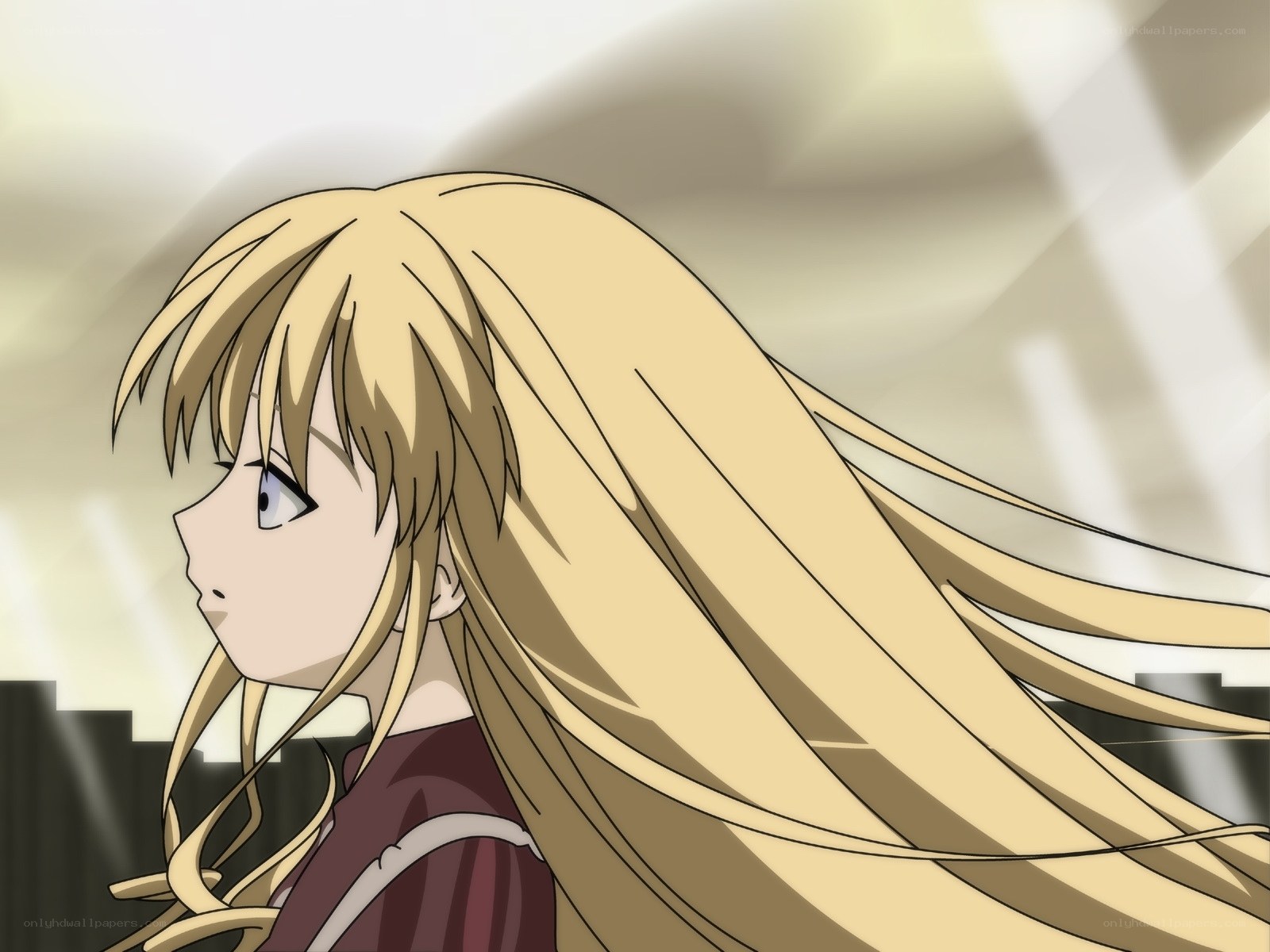 blonde anime girl in profile