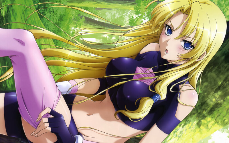 blonde anime girl in purple outfit